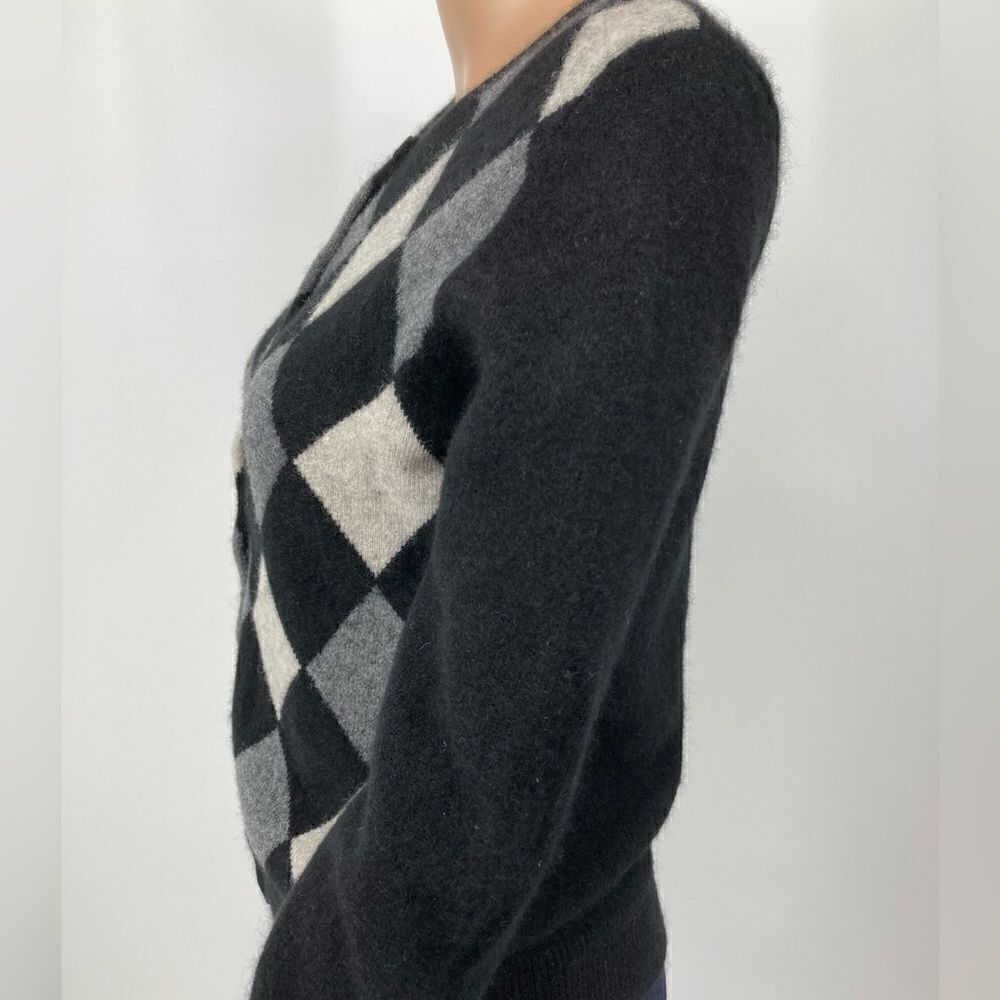 Cashmere Argyle Pattern Button Front Cardigan Size S - Picture 3 of 7